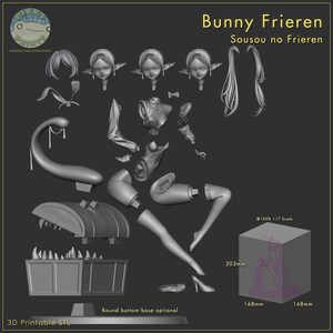 Figurka z żywicy Bunny Frieren – skala 1/8 1/6, drukowana w 3D, fanowska figurka | Prezent dla kolekcjonera zdjęcie 5