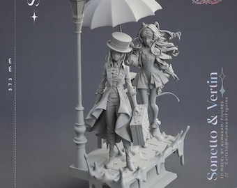 Vertin y Sonetto — Reverso: 1999 / Figura de resina a escala 1/8/1/6 / Sin pintar o pintada a mano / Arte de fans impreso en 3D / Regalo de coleccionista