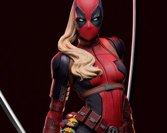 Lady Deadpool Ver. B — Émerveillement | Figurine en résine à l'échelle 1/8 1/6 | Non peint ou peint à la main | Fan art imprimé en 3D | Cadeau de collection