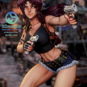 Revy Black Lagoon Resin Figure – 1/8 1/6 Scale 3D Printed Fan Art Statue | Collector Gift image 7