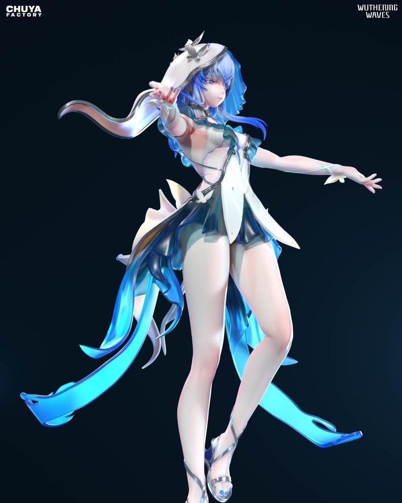 Shorekeeper Wuthering Waves en résine - Statue de fan art imprimée en 3D à l'échelle 1/8 1/6 | Cadeau de collection image 7