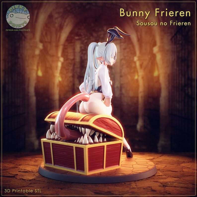 Figurka z żywicy Bunny Frieren – skala 1/8 1/6, drukowana w 3D, fanowska figurka | Prezent dla kolekcjonera zdjęcie 6