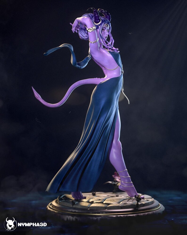 Tiefling Girl — Dungeons & Dragons | 1/8 1/6 Scale Resin Figure | Unpainted or Hand-Painted | 3D Printed Fan Art | Collector Gift image 3