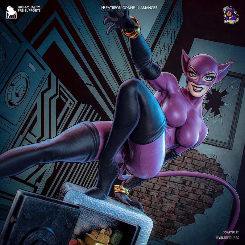 DC Comics Catwoman Resin Figure – 3D Printed Fan Art Statue (1/8, 1/6 Scale) | Collector Gift image 1