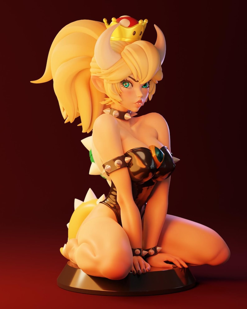 Bowsette Super Mario Resin Figure – 1/8 1/6 Scale 3D Printed Fan Art Statue | Collector Gift image 3