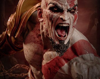Kratos God of War Resin Figure – 1/8 1/6 Scale 3D Printed Fan Art Statue | Collector Gift