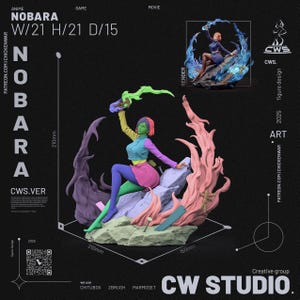 Nobara Kugisaki Jujutsu Kaisen Resin Figure – 1/8 1/6 Scale 3D Printed Fan Art Statue | Collector Gift image 2