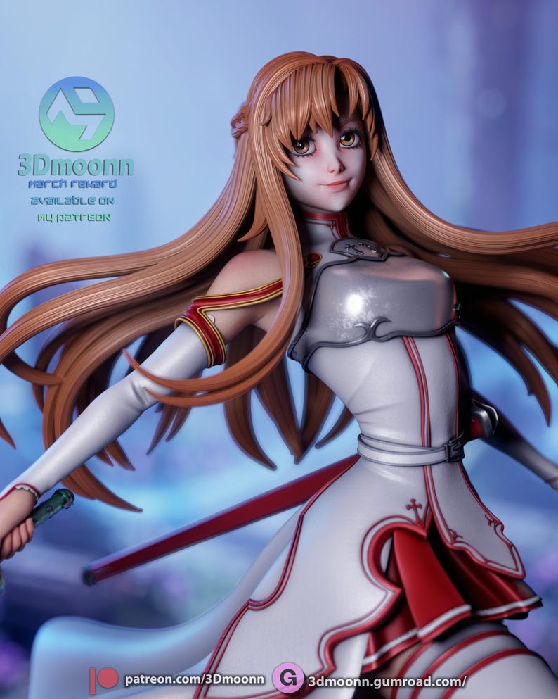 Asuna — Sword Art Online | 1/8 1/6 Scale Resin Figure | Unpainted or Hand-Painted | 3D Printed Fan Art | Collector Gift image 1