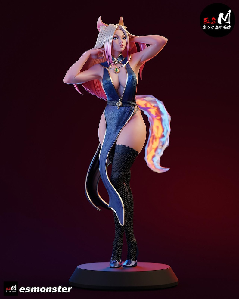 Ahri — League of Legends | Harsfiguur schaal 1/8 1/6 | Ongeverfd of handgeschilderd | 3D-geprinte fanart | Verzamelaarscadeau afbeelding 1