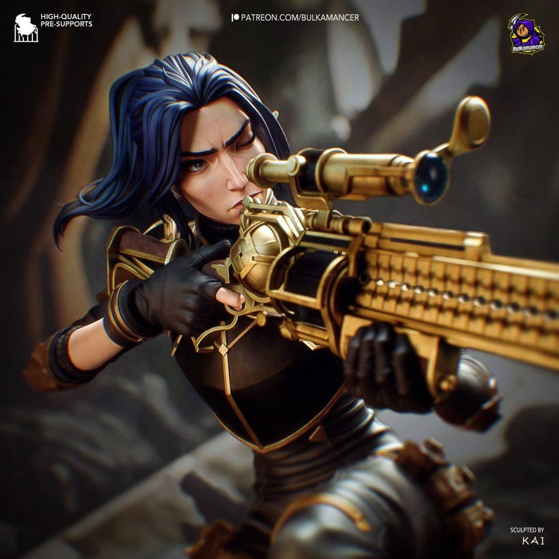 Caitlyn Arcane League of Legends Resin Figure – 1/8 1/6 Scale 3D Printed Statue | Collector Gift image 1