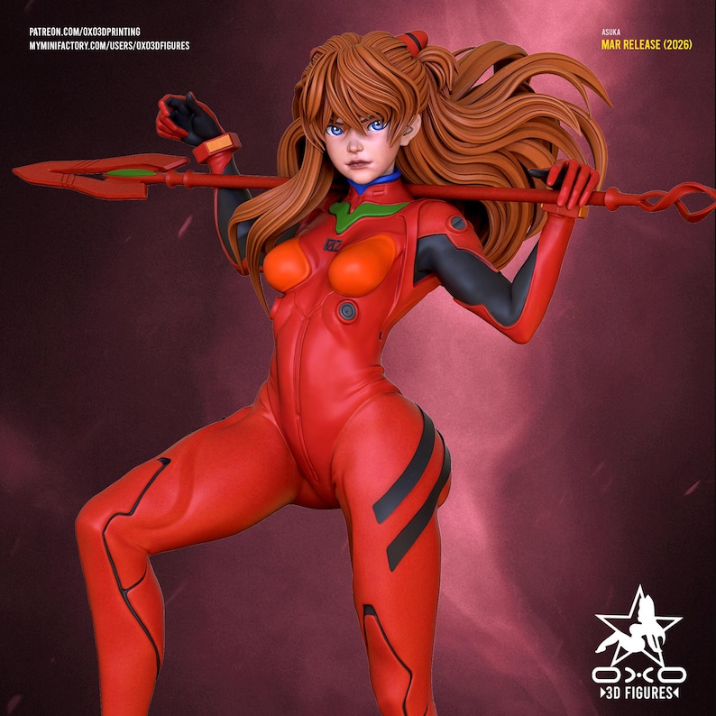Asuka Langley — Neon Genesis Evangelion | 1/8 1/6 Scale Resin Figure | Unpainted or Hand-Painted | 3D Printed Fan Art | Collector Gift image 1
