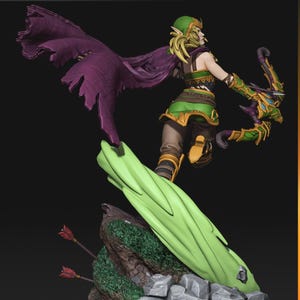 Alleria Windrunner — World of Warcraft | Harsfiguur schaal 1/8 1/6 | Ongeverfd of handgeschilderd | 3D-geprinte fanart | Verzamelaarscadeau afbeelding 3