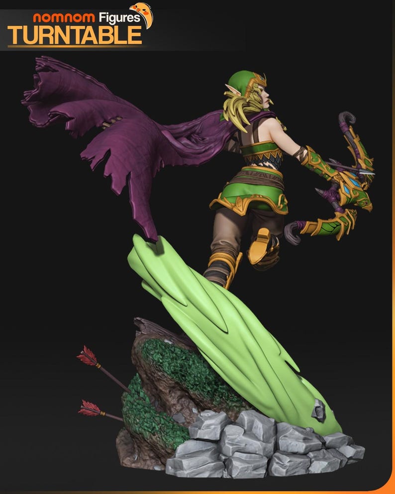 Alleria Windrunner — World of Warcraft | Harsfiguur schaal 1/8 1/6 | Ongeverfd of handgeschilderd | 3D-geprinte fanart | Verzamelaarscadeau afbeelding 3