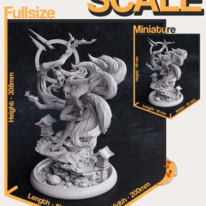 Ahri League of Legends en résine - Statue de fan art imprimée en 3D à l'échelle 1/8 1/6 | Cadeau de collection image 3