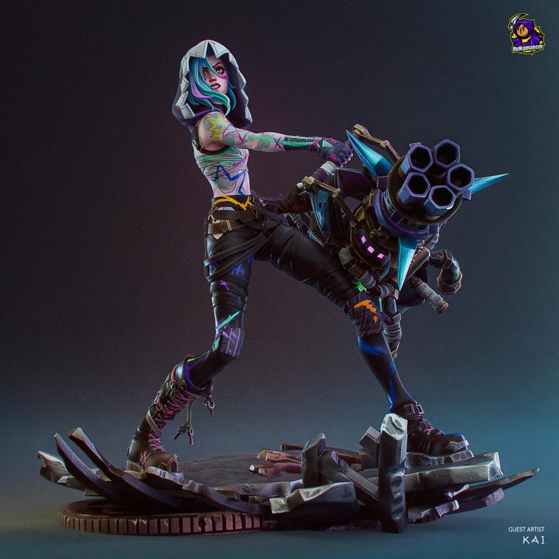 Jinx — League of Legends | 1/8 bis 1/6 Harz Figur | Unbemalt oder Handbemalt | 3D gedruckte Fan Art | Sammler Geschenk Bild 2