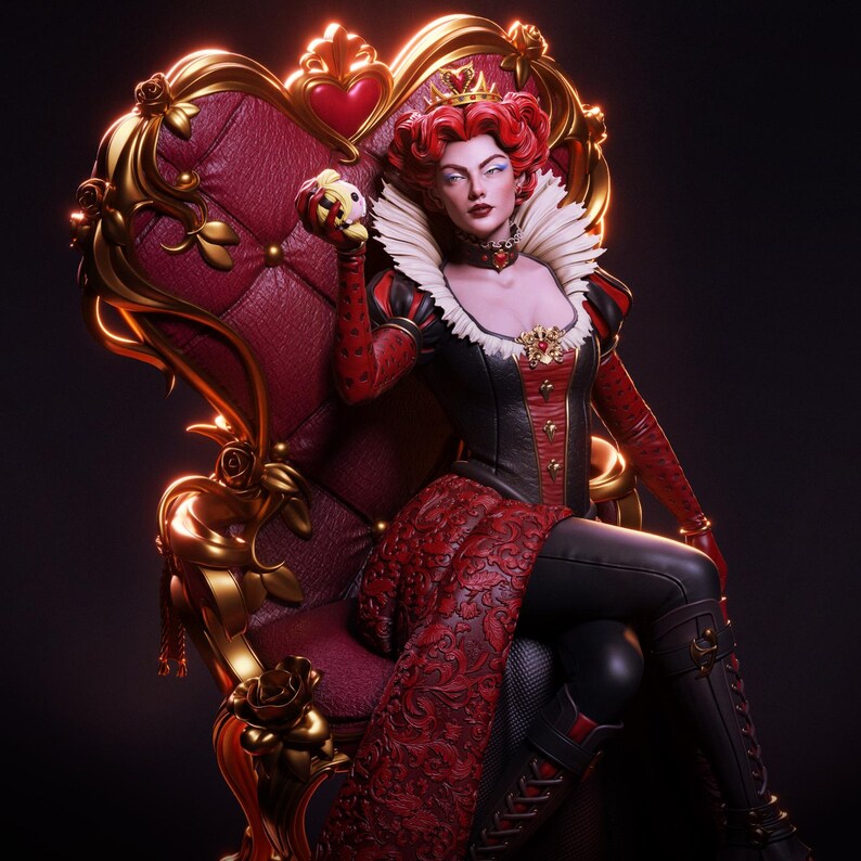 Queen of Hearts — Fantasy / Original | 1/8 1/6 Scale Resin Figure | Unpainted or Hand-Painted | 3D Printed Fan Art | Collector Gift 画像 10