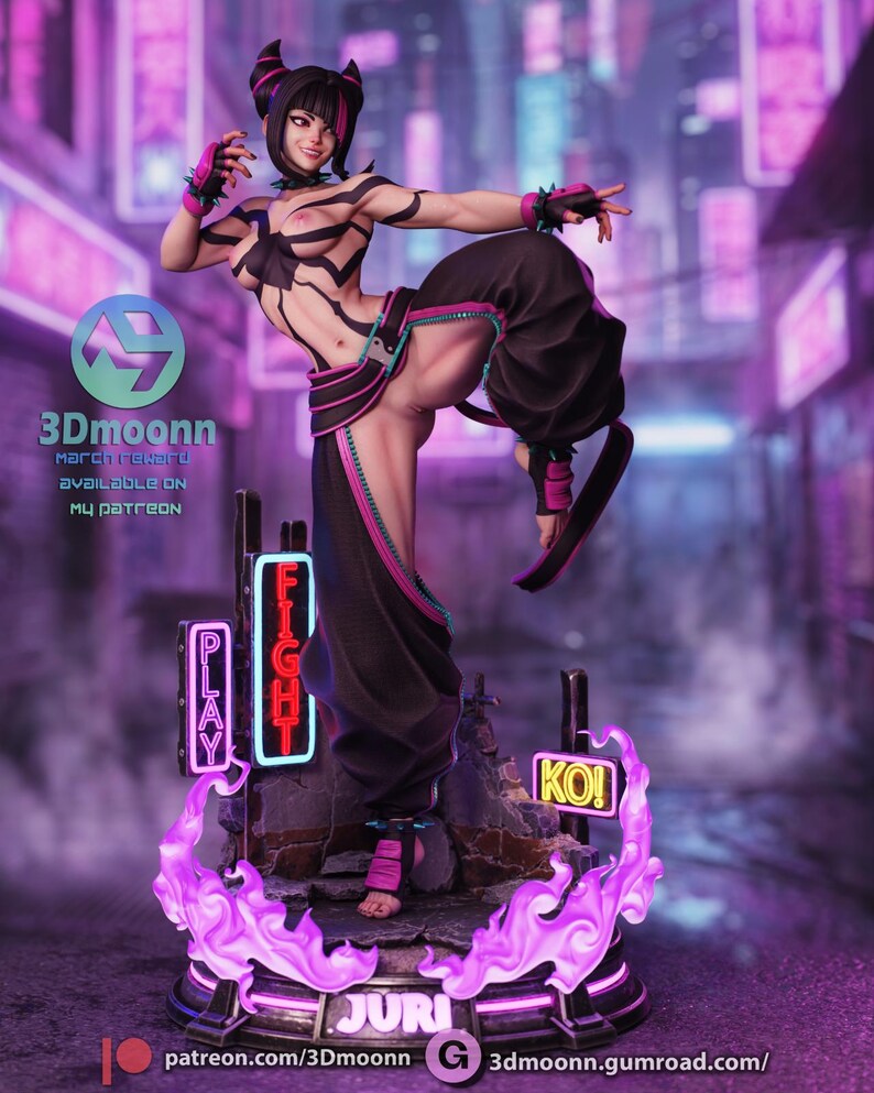 Juri Street Fighter Harzfigur - 1/8 1/6 3D gedruckte Fan Art Statue | Sammler Geschenk Bild 5