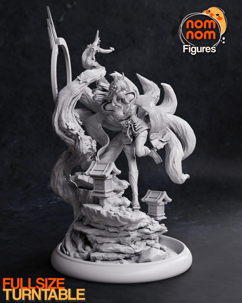 Ahri League of Legends en résine - Statue de fan art imprimée en 3D à l'échelle 1/8 1/6 | Cadeau de collection image 7