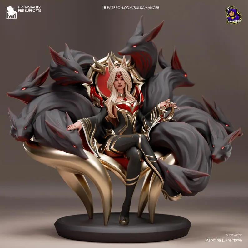 Ahri — League of Legends | 1/8 1/6 Scale Resin Figure | Unpainted or Hand-Painted | 3D Printed Fan Art | Collector Gift image 4