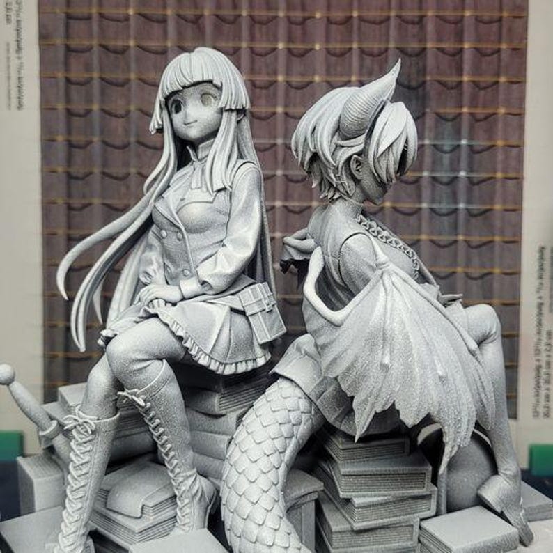 Anne en Grea Diorama — Granblue Fantasy | Harsfiguur schaal 1/8 1/6 | Ongeverfd of handgeschilderd | 3D-geprinte fanart | Verzamelaarscadeau afbeelding 4