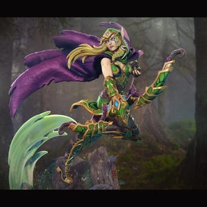 Alleria Windrunner — World of Warcraft | Harsfiguur schaal 1/8 1/6 | Ongeverfd of handgeschilderd | 3D-geprinte fanart | Verzamelaarscadeau afbeelding 6