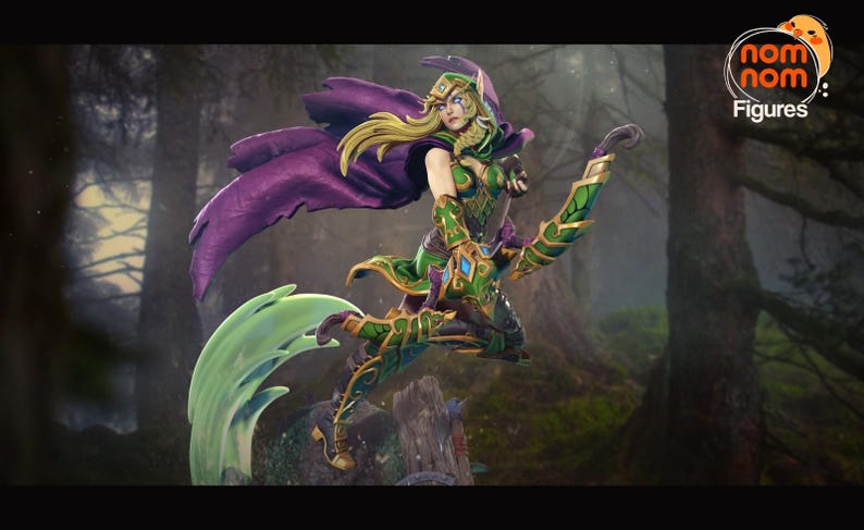 Alleria Windrunner — World of Warcraft | Harsfiguur schaal 1/8 1/6 | Ongeverfd of handgeschilderd | 3D-geprinte fanart | Verzamelaarscadeau afbeelding 6