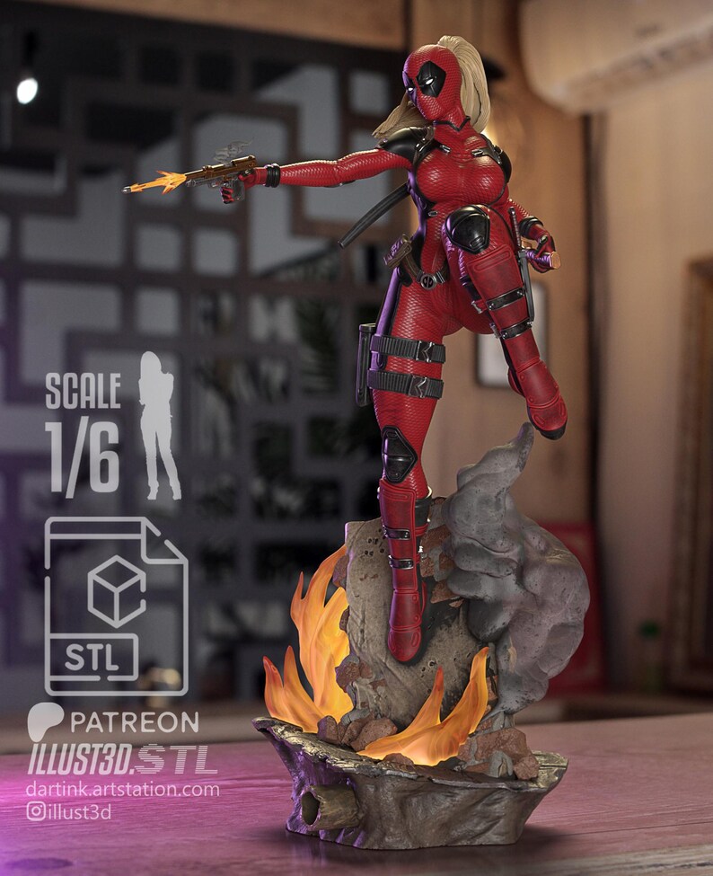 Deadpool — Marvel | 1/8 1/6 Scale Resin Figure | Unpainted or Hand-Painted | 3D Printed Fan Art | Collector Gift image 8
