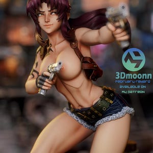 Revy Black Lagoon Resin Figure – 1/8 1/6 Scale 3D Printed Fan Art Statue | Collector Gift image 5