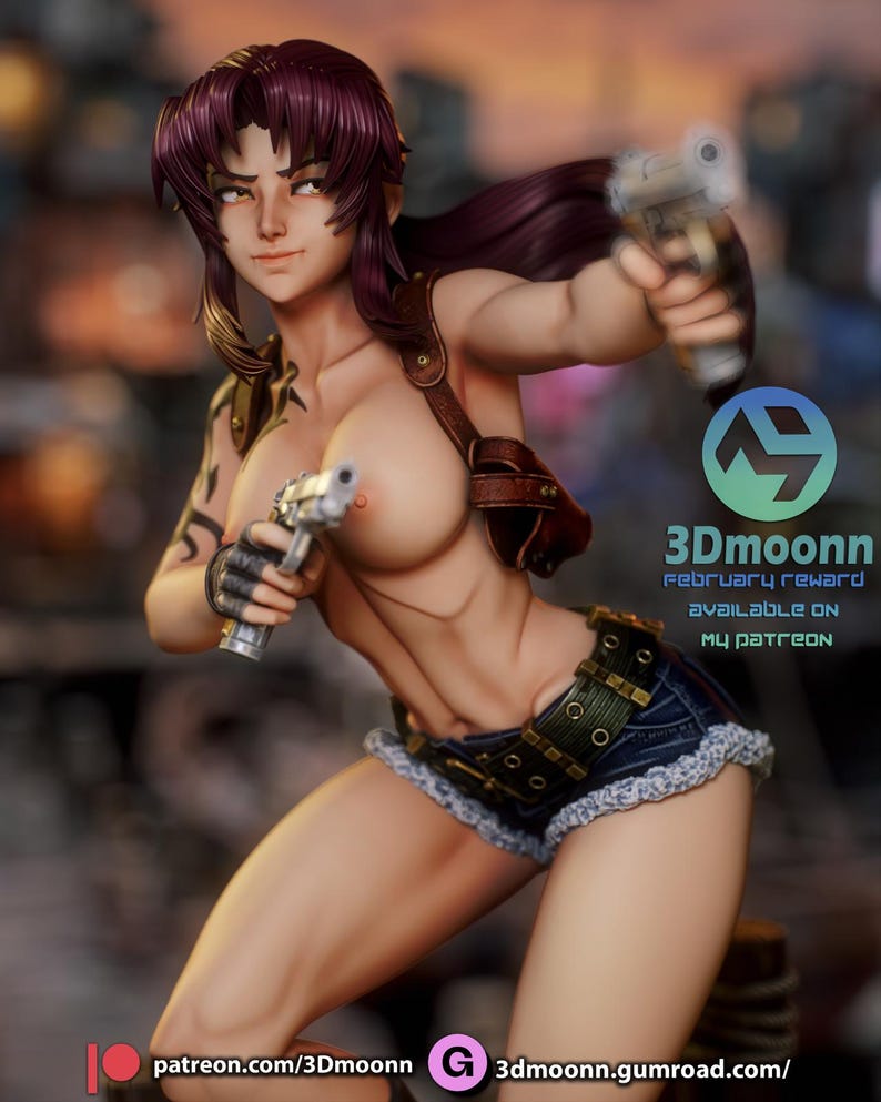 Revy Black Lagoon Resin Figure – 1/8 1/6 Scale 3D Printed Fan Art Statue | Collector Gift image 5