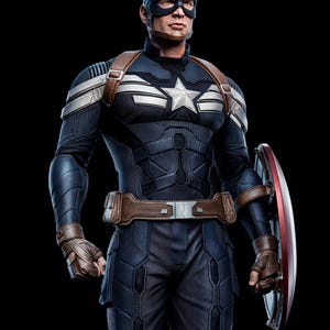 Captain America — Marvel | 1/8 1/6 Scale Resin Figure | 3D Printed Fan Art | Unpainted Garage Kit | Collector Statue | Collector Gift afbeelding 5