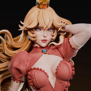 Figura de resina da Princesa Peach da Nintendo – Estátua de arte para fãs impressa em 3D em escala 1/8 e 1/6 | Presente para colecionadores imagem 1