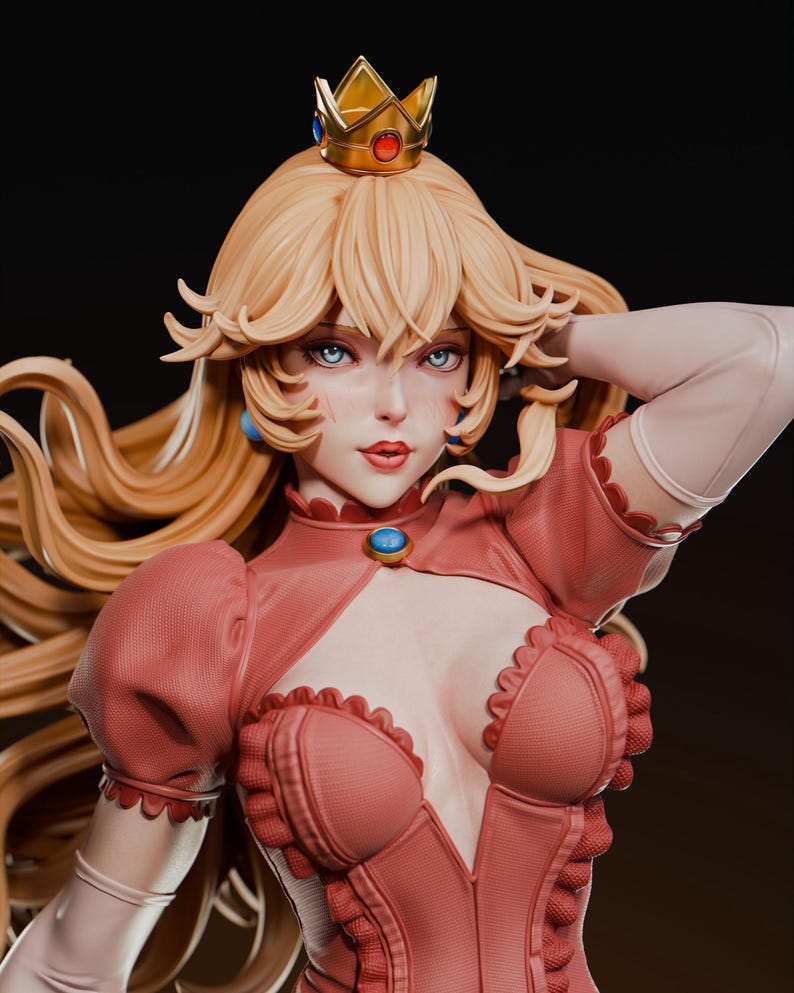 Figura de resina da Princesa Peach da Nintendo – Estátua de arte para fãs impressa em 3D em escala 1/8 e 1/6 | Presente para colecionadores imagem 1