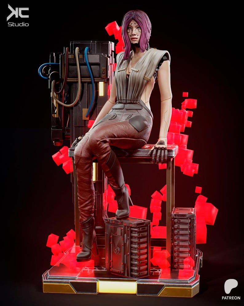 Songbird Cyberpunk | 1/8 1/6 Scale Resin Figure | Unpainted or Hand-Painted | 3D Printed Fan Art | Collector Gift image 7