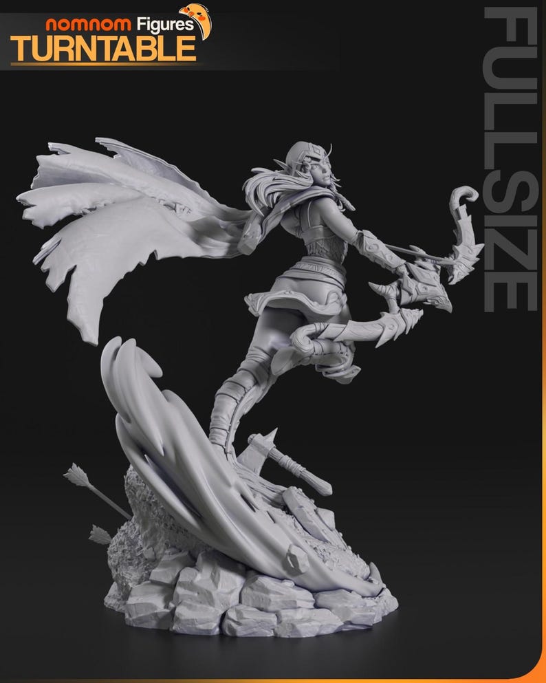 Alleria Windrunner — World of Warcraft | Harsfiguur schaal 1/8 1/6 | Ongeverfd of handgeschilderd | 3D-geprinte fanart | Verzamelaarscadeau afbeelding 8