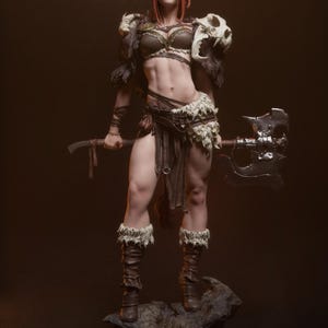 Statuetta in resina stampata in 3D di Red Sonja – Scala 1/8 1/6, ispirata alle fan art (non dipinta) / Regalo per collezionisti immagine 4