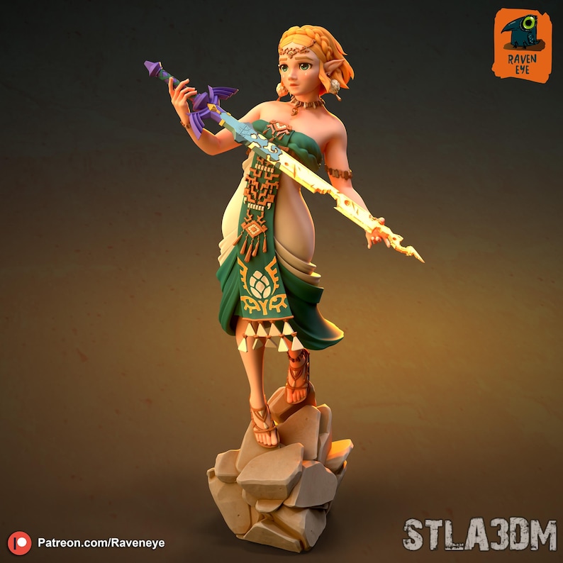 Princess Zelda Resin Figure – 1/8 1/6 Scale 3D Printed Fan Art Statue | Collector Gift image 2
