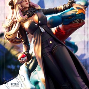 Cynthia — Pokemon | 1/8 1/6 Scale Resin Figure | 3D Printed Fan Art | Unpainted Garage Kit image 5