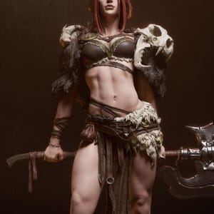 Statuetta in resina stampata in 3D di Red Sonja – Scala 1/8 1/6, ispirata alle fan art (non dipinta) / Regalo per collezionisti immagine 1