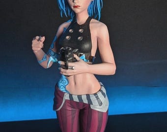 Jinx Resin Figure, Arcane Inspired League of Legends Fan Art Collectible