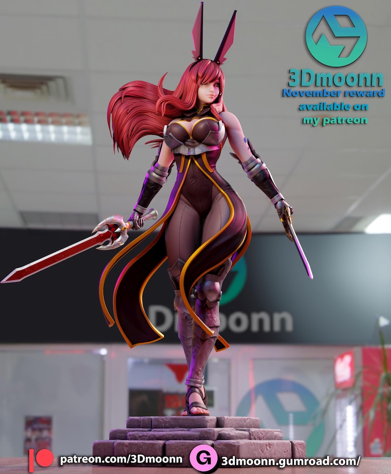 Erza Scarlet Fairy Tail Resin Figure – 1/8 1/6 Scale 3D Printed Fan Art Statue | Collector Gift image 6