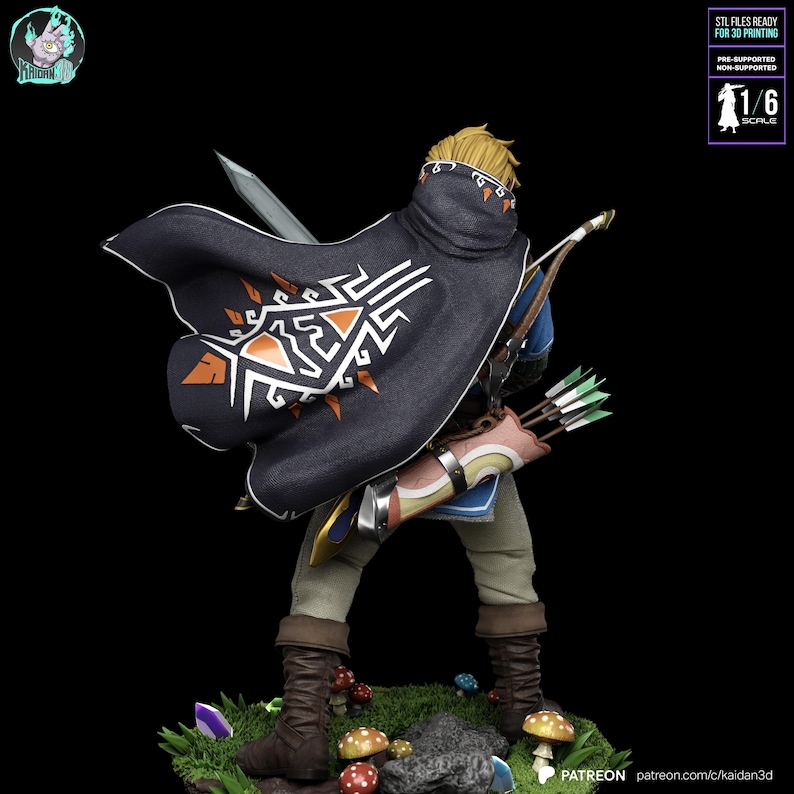 Link — The Legend of Zelda | Figura em resina em escala 1/8 ou 1/6 | Sem pintura ou pintada à mão | Arte de fã impressa em 3D | Presente para colecionadores imagem 2