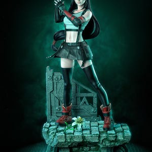 Tifa Lockhart — FF VII / Figura de resina a escala 1/8 o 1/6 / Sin pintar o pintada a mano / Arte de fans impreso en 3D / Regalo de coleccionista imagen 2