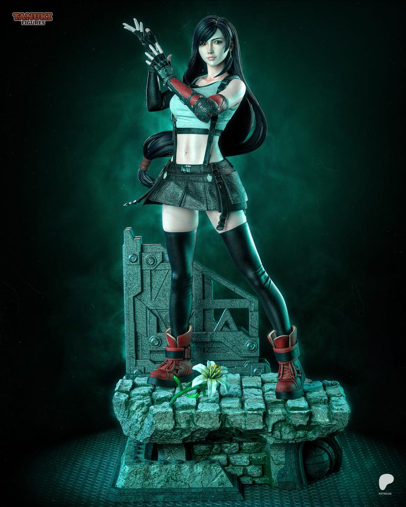 Tifa Lockhart — FF VII / Figura de resina a escala 1/8 o 1/6 / Sin pintar o pintada a mano / Arte de fans impreso en 3D / Regalo de coleccionista imagen 2