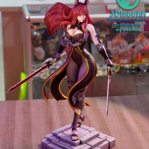 Erza Scarlet Fairy Tail Resin Figure – 1/8 1/6 Scale 3D Printed Fan Art Statue | Collector Gift image 3