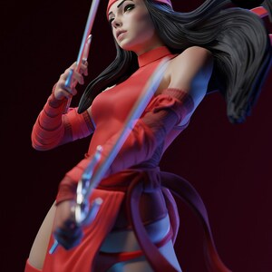 Elektra — Marvel | Harsfiguur schaal 1/8 1/6 | 3D-geprinte fanart | Ongeverfde garagekit | Verzamelaarsstandbeeld | Verzamelaarscadeau afbeelding 3