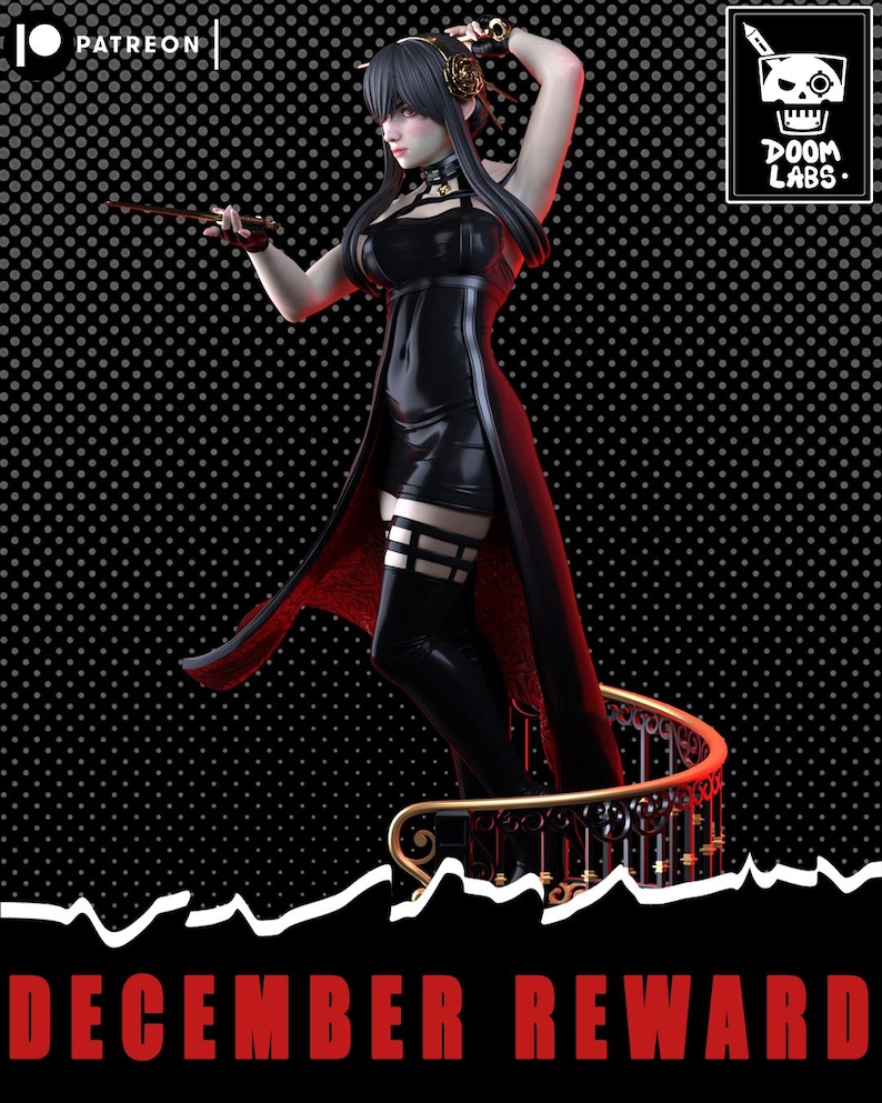 Harsfiguur Yor Forger Spy X Family – schaal 1/8 1/6 3D-geprint standbeeld | Verzamelaarscadeau afbeelding 3