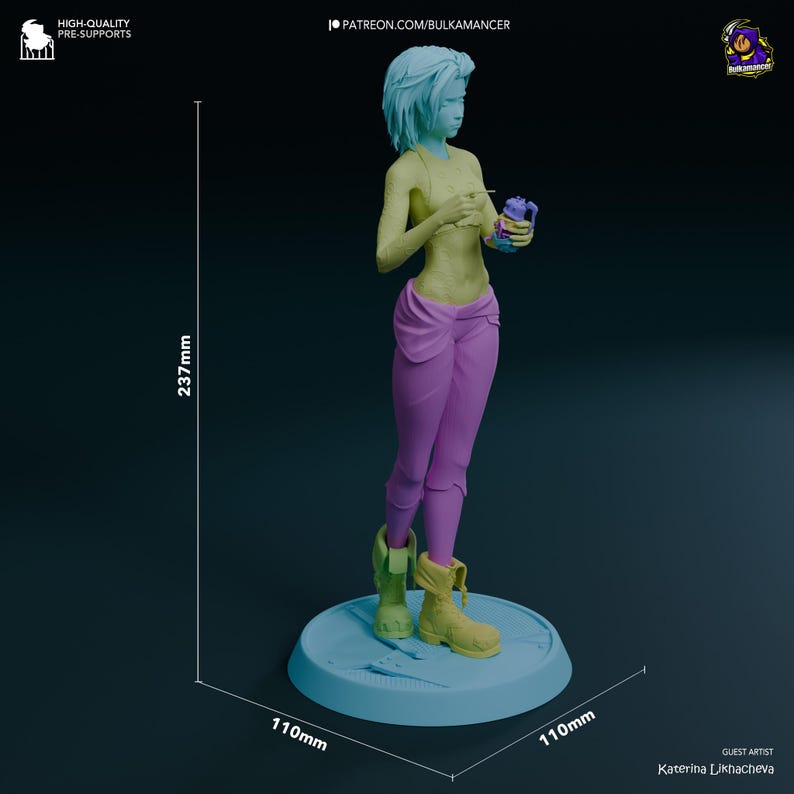 Jinx — Arcane / League of Legends | 1/8 1/6 Scale Resin Figure | Unpainted or Hand-Painted | 3D Printed Fan Art | Collector Gift image 1