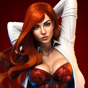 Mary Jane — Marvel | 1/8 1/6 Scale Resin Figure | 3D Printed Fan Art | Unpainted Garage Kit | Collector Statue | Collector Gift image 2