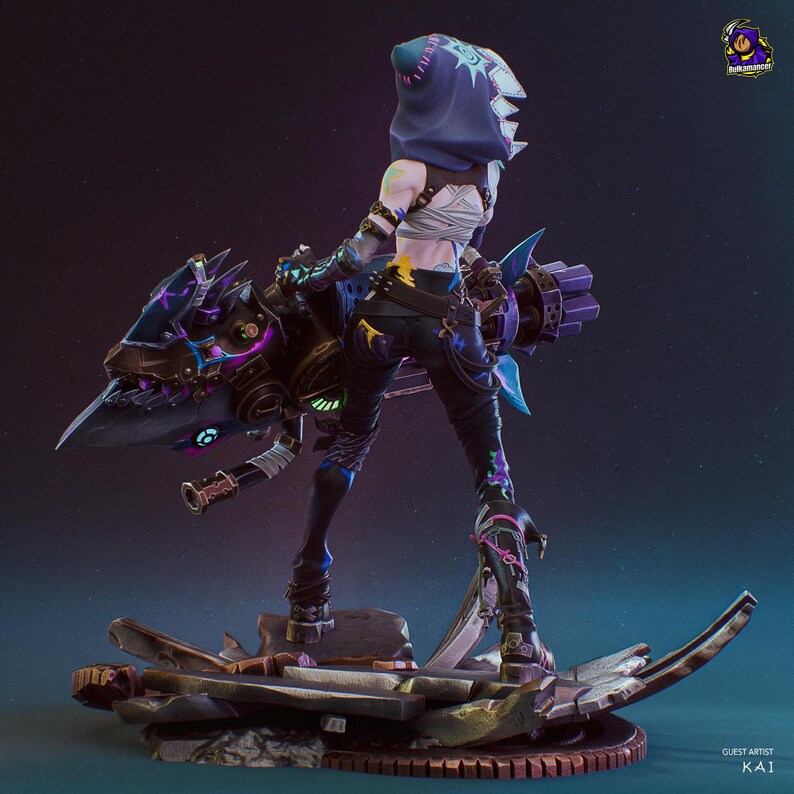 Jinx — League of Legends | 1/8 bis 1/6 Harz Figur | Unbemalt oder Handbemalt | 3D gedruckte Fan Art | Sammler Geschenk Bild 5