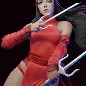 Elektra — Marvel | Harsfiguur schaal 1/8 1/6 | 3D-geprinte fanart | Ongeverfde garagekit | Verzamelaarsstandbeeld | Verzamelaarscadeau afbeelding 6